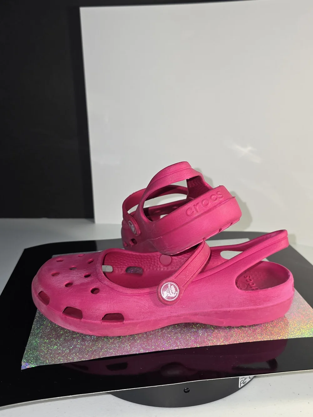 CROCS Shayna Hot Pink Mary Jane-Style Clog with Back Strap Big Girls Sz 6